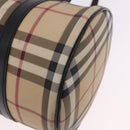 BURBERRY Nova Check Hand Bag PVC Leather Beige Silver Auth 201315V-18