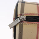 BURBERRY Nova Check Hand Bag PVC Leather Beige Silver Auth 201315V-19