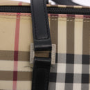 BURBERRY Nova Check Hand Bag PVC Leather Beige Silver Auth 201315V-10