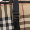 BURBERRY Nova Check Hand Bag PVC Leather Beige Silver Auth 201315V-20