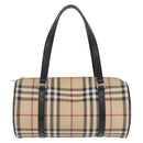 BURBERRY Nova Check Hand Bag PVC Leather Beige Silver Auth 201315V-13
