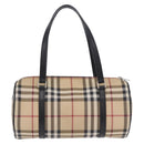 BURBERRY Nova Check Hand Bag PVC Leather Beige Silver Auth 201315V-3