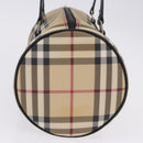 BURBERRY Nova Check Hand Bag PVC Leather Beige Silver Auth 201315V-4