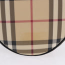 BURBERRY Nova Check Hand Bag PVC Leather Beige Silver Auth 201315V-5