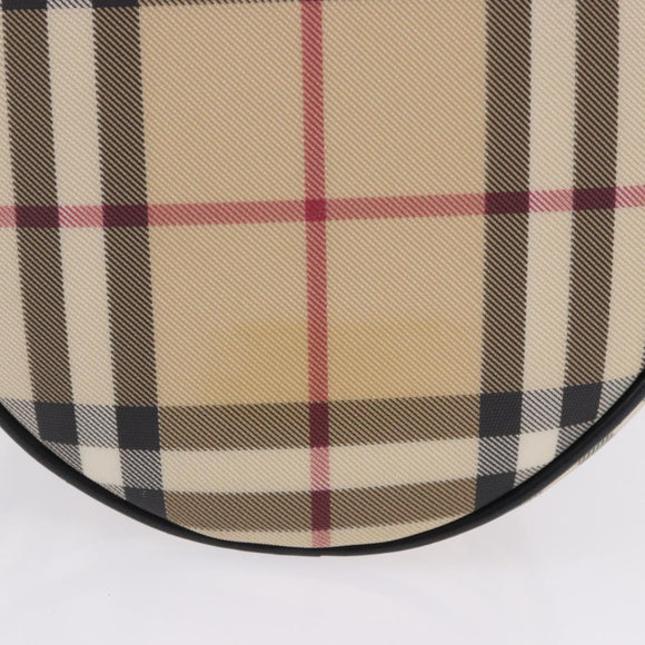 BURBERRY Nova Check Hand Bag PVC Leather Beige Silver Auth 201315V