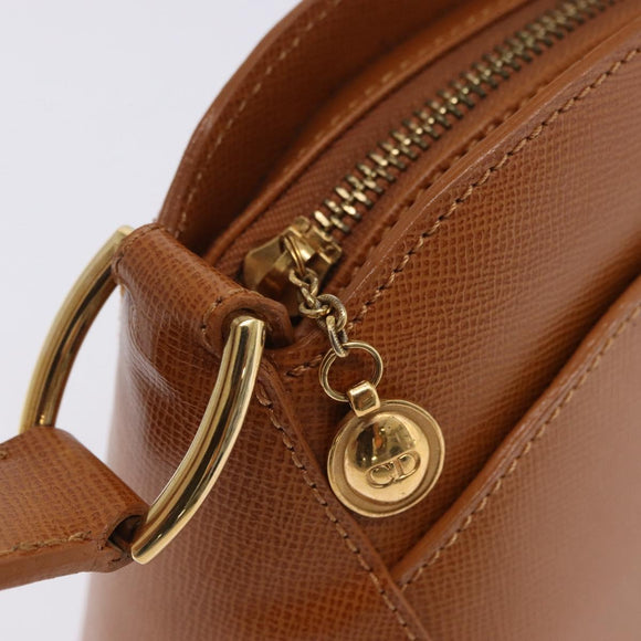 Christian Dior Hand Bag Leather Brown Gold Tone Auth 201316