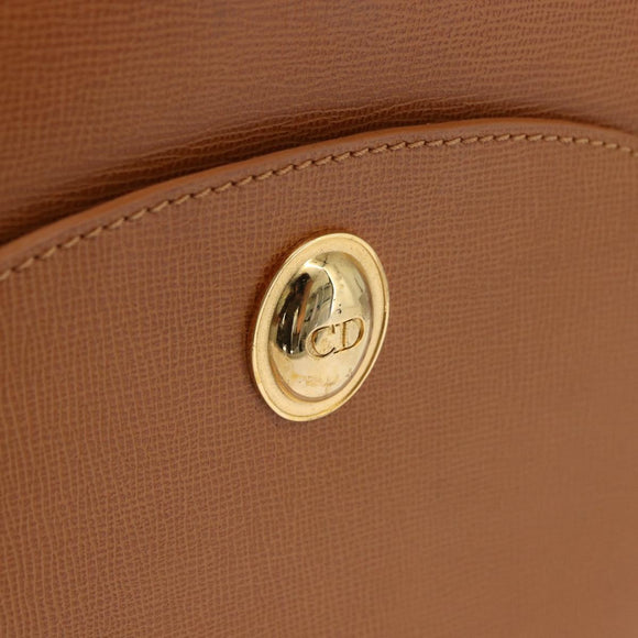 Christian Dior Hand Bag Leather Brown Gold Tone Auth 201316