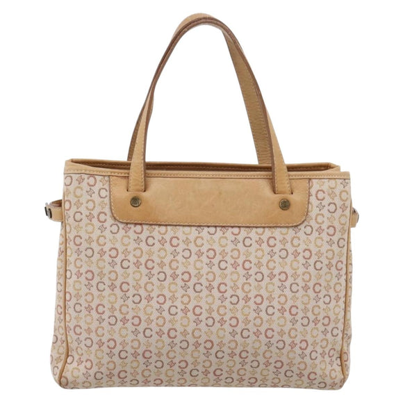 CELINE C Macadam Hand Bag Canvas Beige Gold Tone Auth 201317