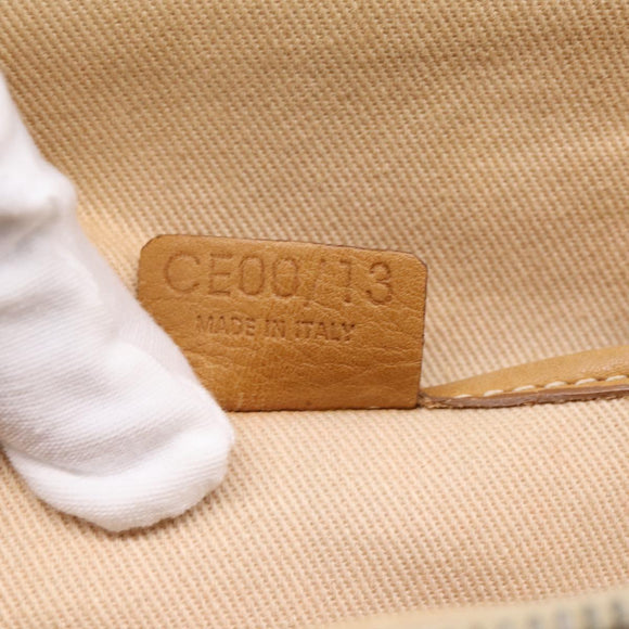 CELINE C Macadam Hand Bag Canvas Beige Gold Tone Auth 201317
