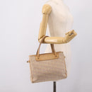 CELINE C Macadam Hand Bag Canvas Beige Gold Tone Auth 201317-23