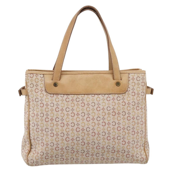 CELINE C Macadam Hand Bag Canvas Beige Gold Tone Auth 201317