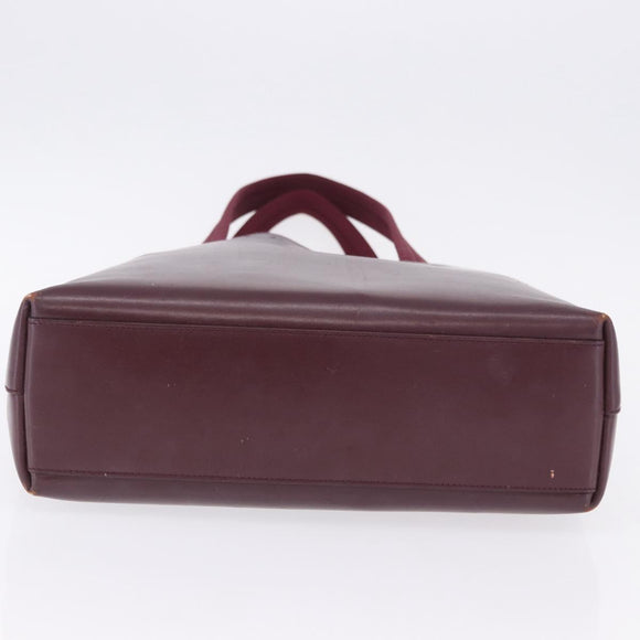 PRADA Tote Bag Leather Wine Red Auth 201318