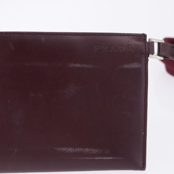PRADA Tote Bag Leather Wine Red Auth 201318