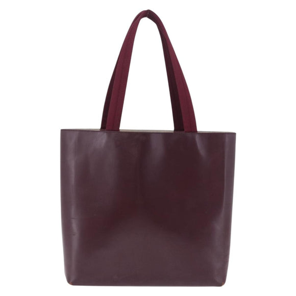 PRADA Tote Bag Leather Wine Red Auth 201318