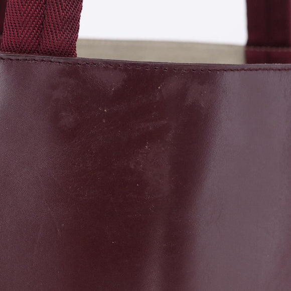 PRADA Tote Bag Leather Wine Red Auth 201318