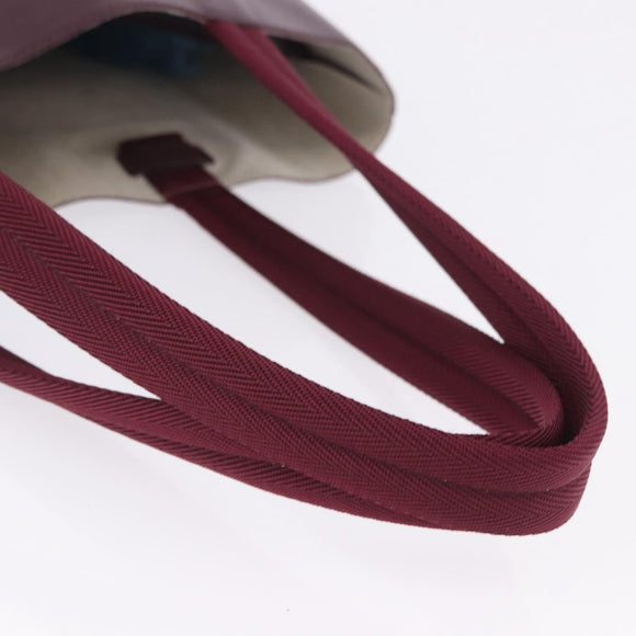 PRADA Tote Bag Leather Wine Red Auth 201318