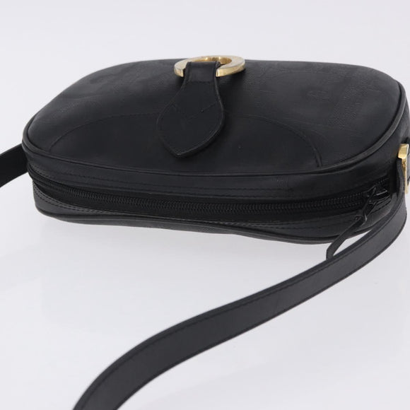 Christian Dior Trotter Shoulder Bag PVC Leather Black Gold Tone Auth 201320