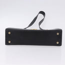 Salvatore Ferragamo Gancini Shoulder Bag Leather Black Gold Tone Auth 201321-12