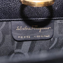 Salvatore Ferragamo Gancini Shoulder Bag Leather Black Gold Tone Auth 201321-19