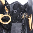 Salvatore Ferragamo Gancini Shoulder Bag Leather Black Gold Tone Auth 201321-21