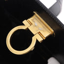 Salvatore Ferragamo Gancini Shoulder Bag Leather Black Gold Tone Auth 201321-23