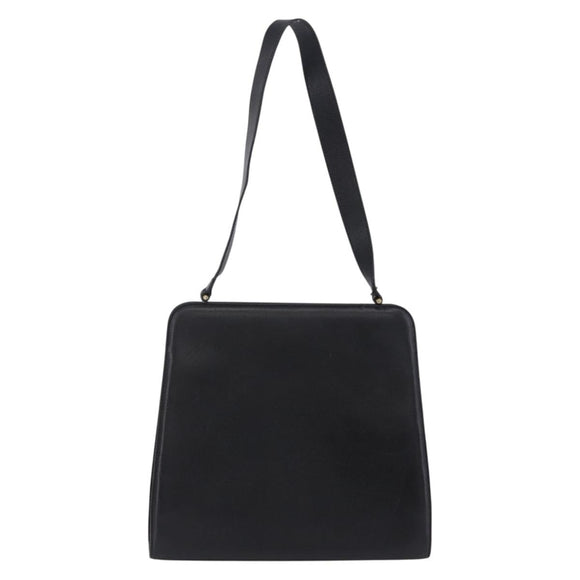 Salvatore Ferragamo Gancini Shoulder Bag Leather Black Gold Tone Auth 201321