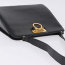 Salvatore Ferragamo Gancini Shoulder Bag Leather Black Gold Tone Auth 201321-7