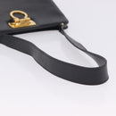 Salvatore Ferragamo Gancini Shoulder Bag Leather Black Gold Tone Auth 201321-8