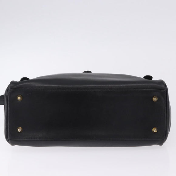 Christian Dior Hand Bag Leather 2way Black Gold Tone Auth 201324