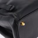 Christian Dior Hand Bag Leather 2way Black Gold Tone Auth 201324-16
