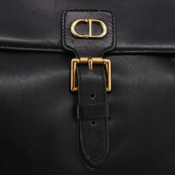 Christian Dior Hand Bag Leather 2way Black Gold Tone Auth 201324