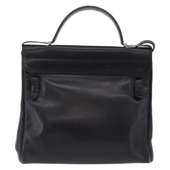 Christian Dior Hand Bag Leather 2way Black Gold Tone Auth 201324