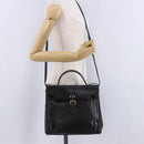 Christian Dior Hand Bag Leather 2way Black Gold Tone Auth 201324-32