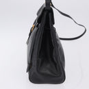 Christian Dior Hand Bag Leather 2way Black Gold Tone Auth 201324-4
