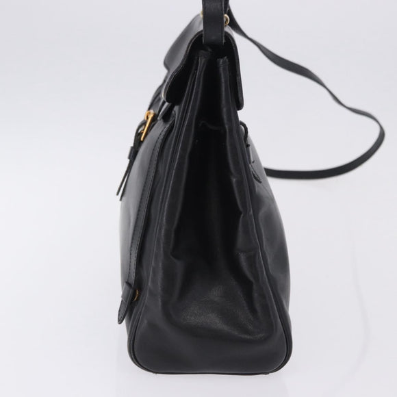 Christian Dior Hand Bag Leather 2way Black Gold Tone Auth 201324