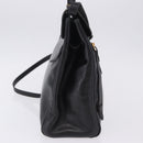 Christian Dior Hand Bag Leather 2way Black Gold Tone Auth 201324-5