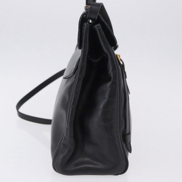 Christian Dior Hand Bag Leather 2way Black Gold Tone Auth 201324