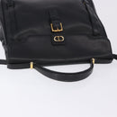 Christian Dior Hand Bag Leather 2way Black Gold Tone Auth 201324-6