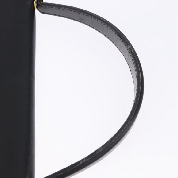 Christian Dior Hand Bag Leather 2way Black Gold Tone Auth 201324