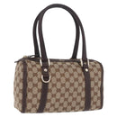 GUCCI GG Canvas Hand Bag Beige Gold Tone 130942 Auth 201326V-1