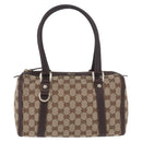 GUCCI GG Canvas Hand Bag Beige Gold Tone 130942 Auth 201326V-2