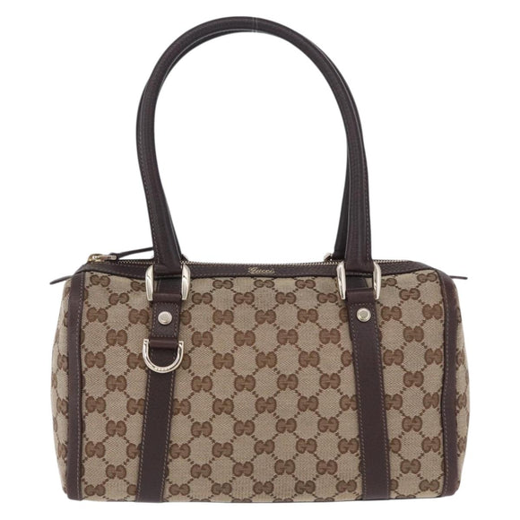 GUCCI GG Canvas Hand Bag Beige Gold Tone 130942 Auth 201326V