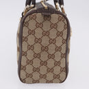 GUCCI GG Canvas Hand Bag Beige Gold Tone 130942 Auth 201326V-4