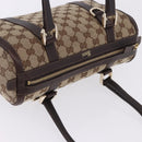 GUCCI GG Canvas Hand Bag Beige Gold Tone 130942 Auth 201326V-6