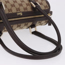 GUCCI GG Canvas Hand Bag Beige Gold Tone 130942 Auth 201326V-7