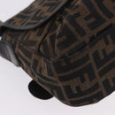 FENDI Zucca Canvas Chain Shoulder Bag Black Brown Auth 201338V-16