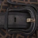 FENDI Zucca Canvas Chain Shoulder Bag Black Brown Auth 201338V-18