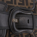 FENDI Zucca Canvas Chain Shoulder Bag Black Brown Auth 201338V-19