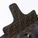 FENDI Zucca Canvas Chain Shoulder Bag Black Brown Auth 201338V-20