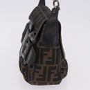 FENDI Zucca Canvas Chain Shoulder Bag Black Brown Auth 201338V-3